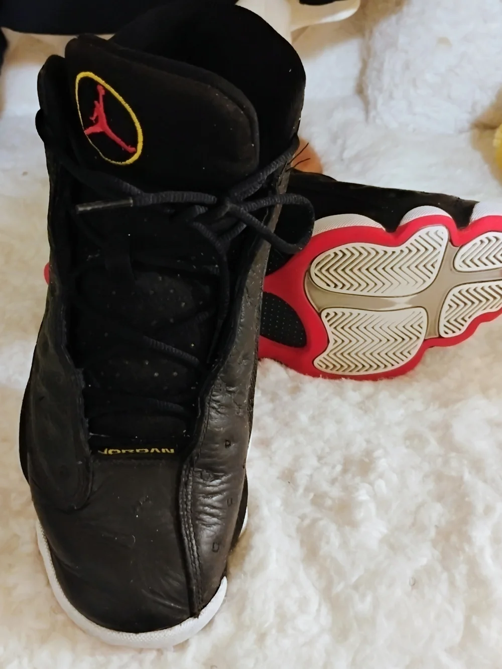 Jordan Black Sneakers with Red Jumpman and Yellow Trim
